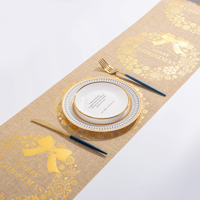 Wholesale Christmas Fine Linen Printed Foil Tablecloths